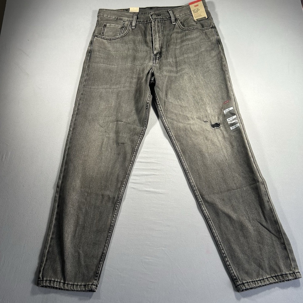 Levis 550 92‎ Mens Gray Relaxed Taper Distressed Jeans 34x32 NWT